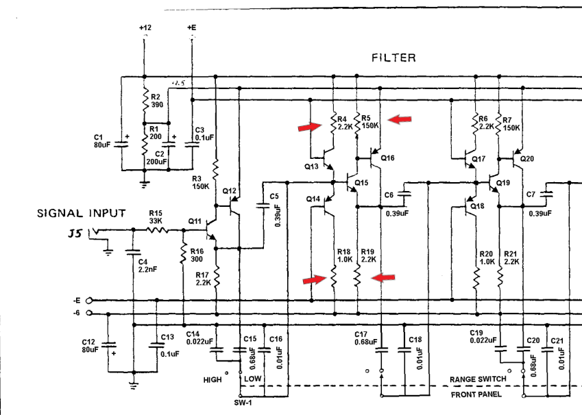 One stage of the Moog high-pass filter for small signal audio