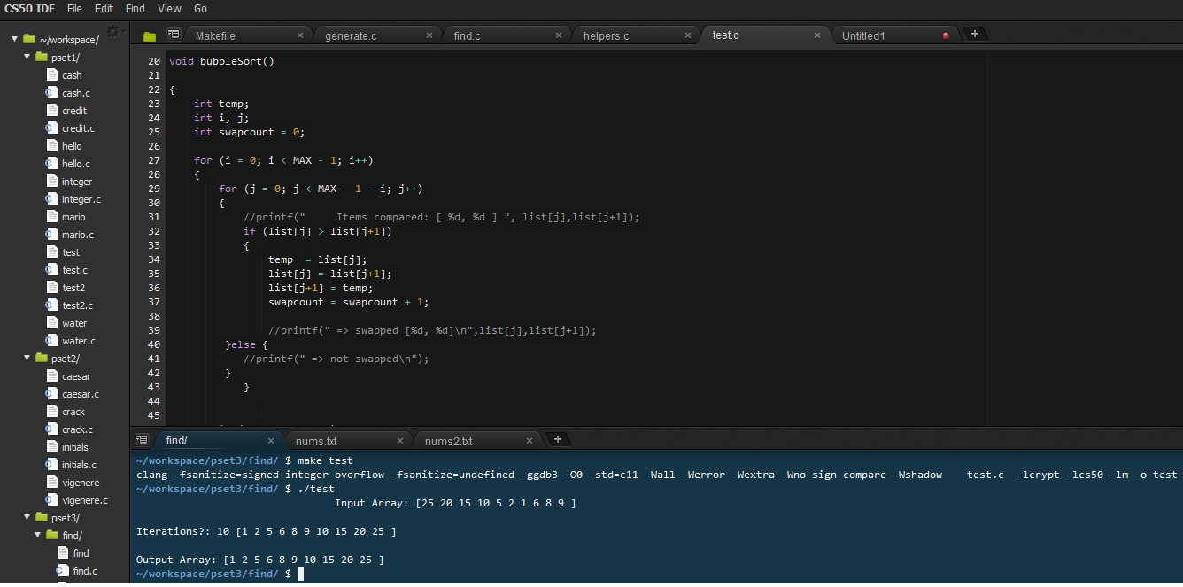 working bubble sort