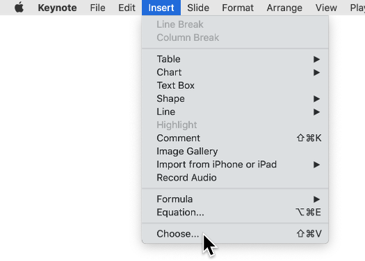 Keynote Insert Choose