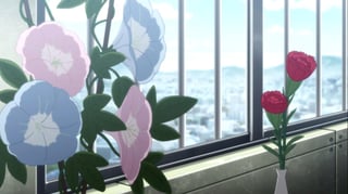 Flowers left for Mahiru/Shinya Banba and Isuke Inukai in episode 10