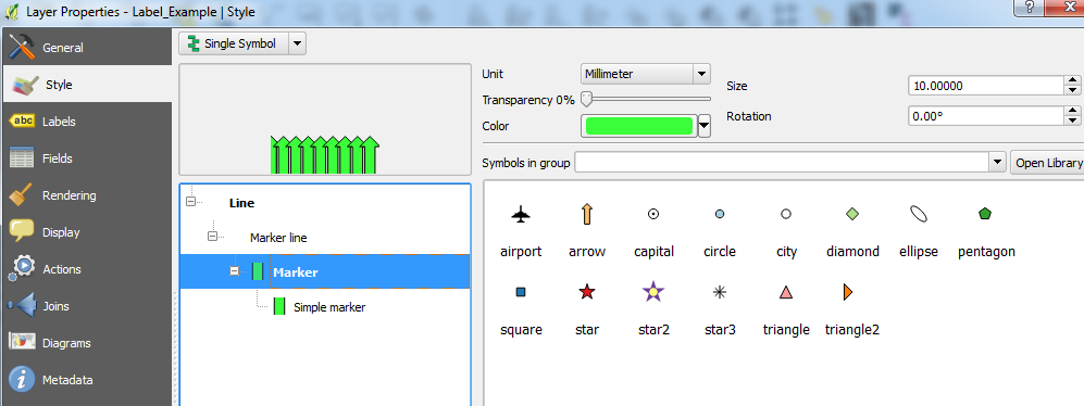 Label layer settings