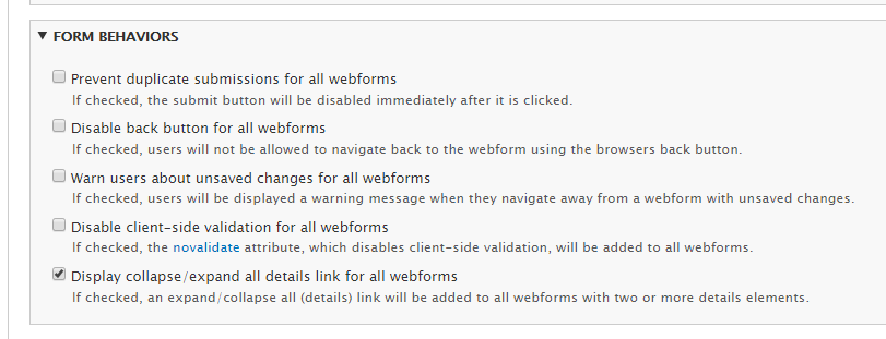 Webform general settings