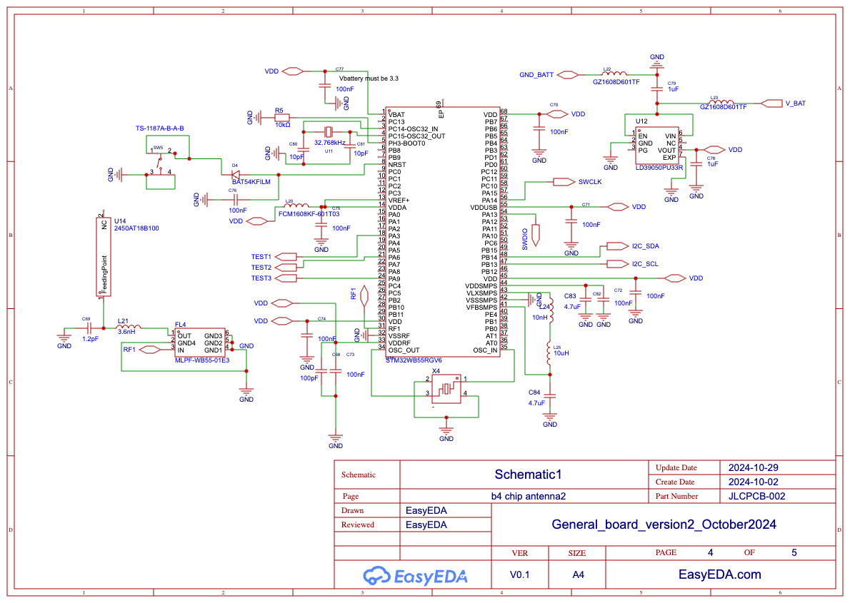 schematic of the designed PCB