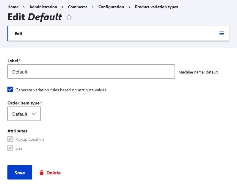 Add the attribute to the product variation type