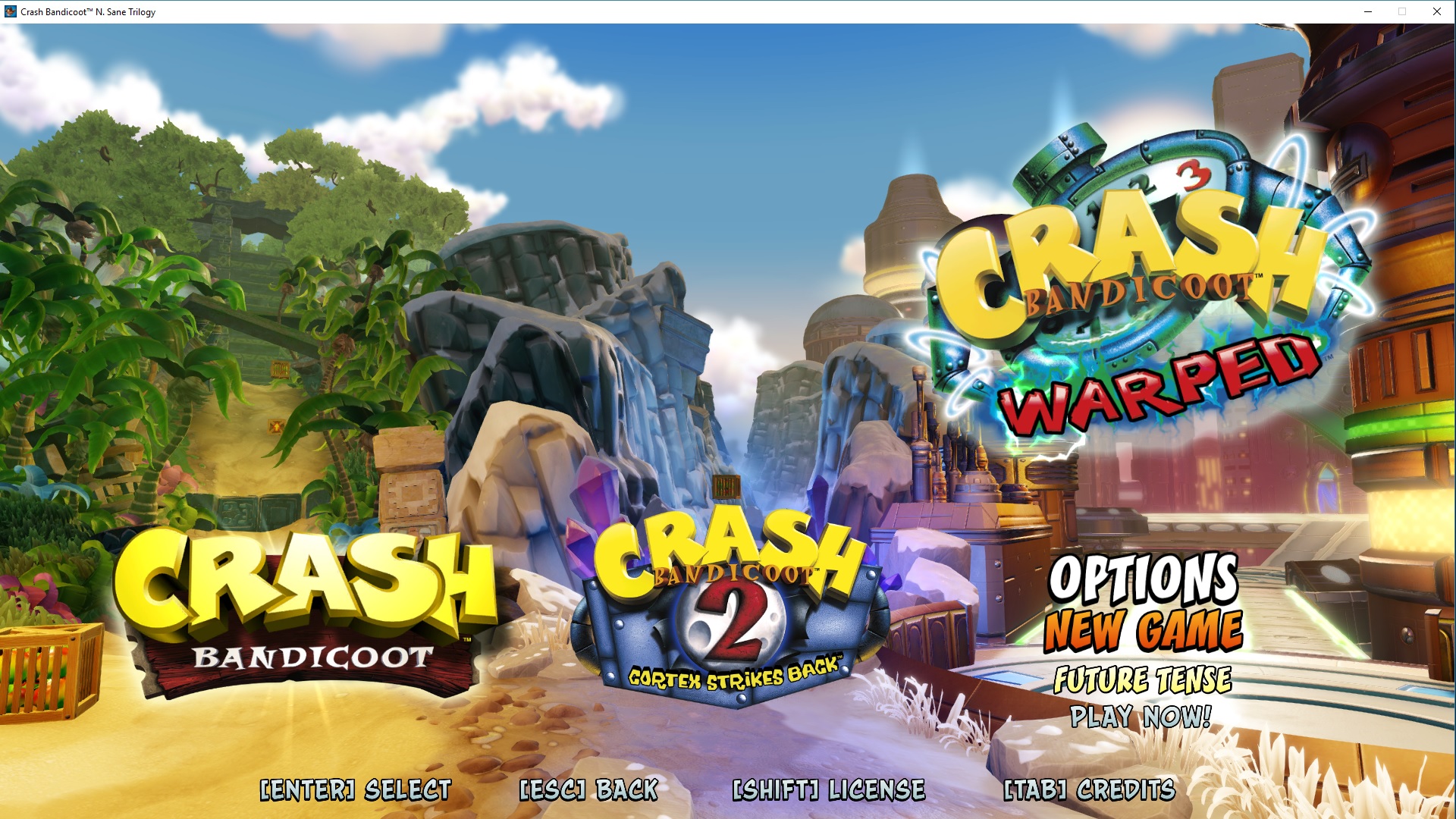 Crash Bandicoot NSane trilogy initial screen