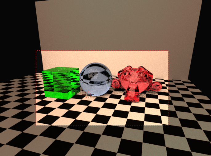 test render of a cube sphere and suzanne