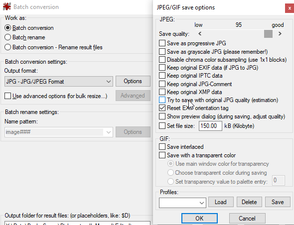 jpeg compression options