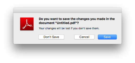 "Don't Save" dialog