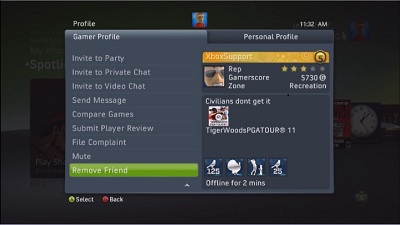 Screenshot of Remove Friend option