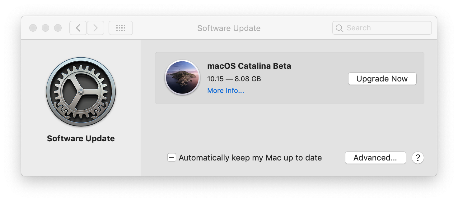 Software Update only showing beta available