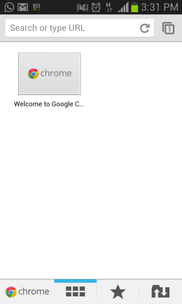 Google Chrome in Samsung Galaxy S2 without Overflow menu icon