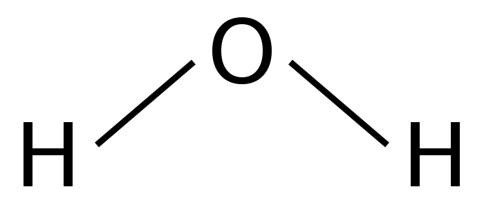 Structure of water shown as a simplified diagram