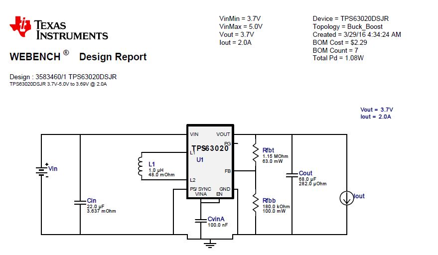 3.7V/2A regulated buck-boost converter