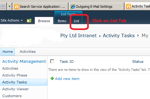 Sharepoint 2010 First Click to View Selection