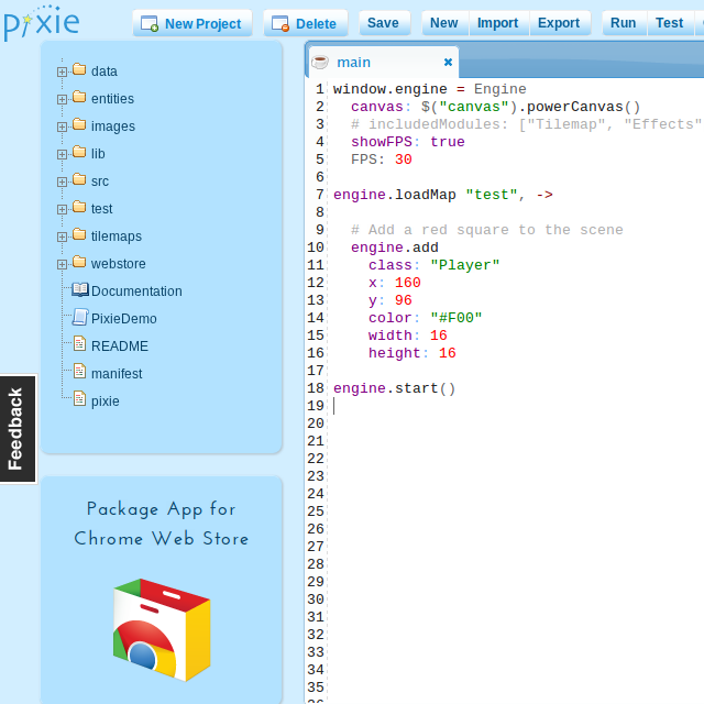 PixieEngine IDE screenshot