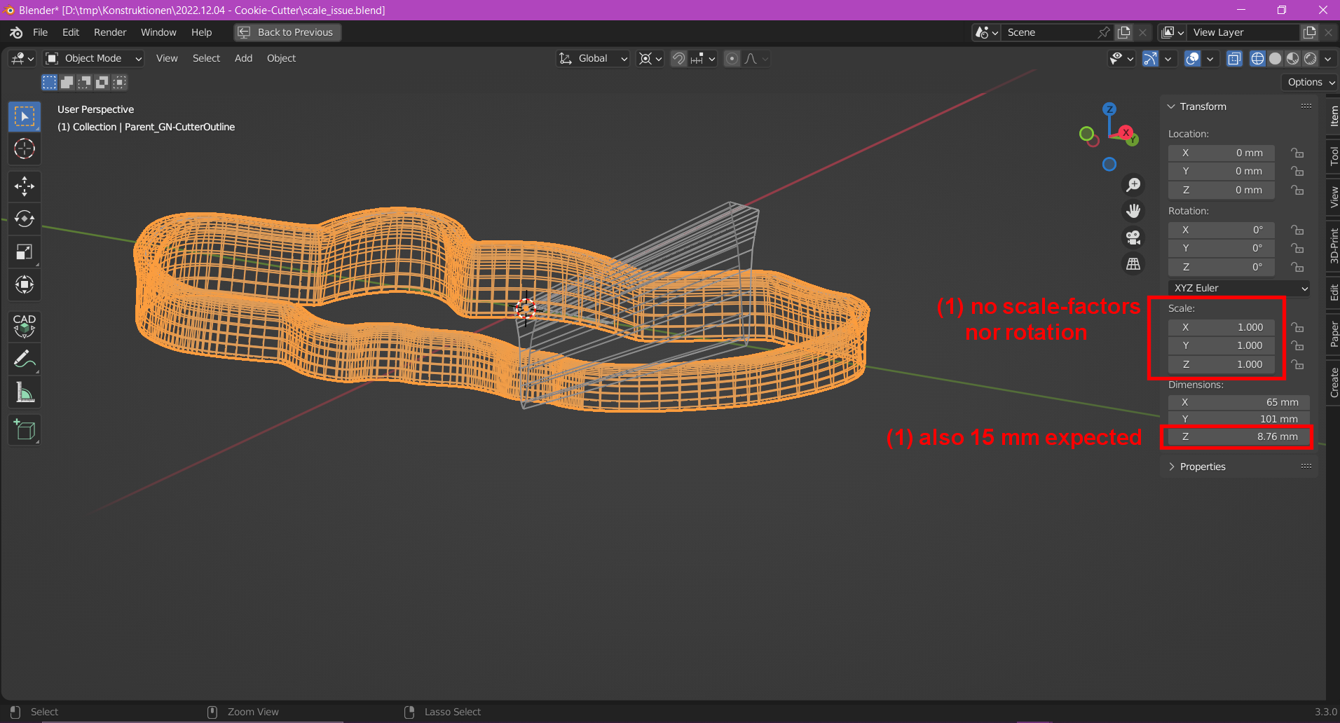 No scale-factor nor rotation (manual curve)