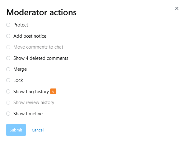 Moderator post actions