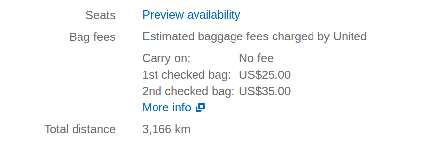 bags fees from Expedia