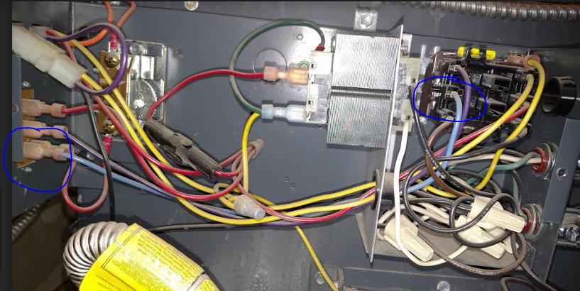 Blue wire on inside connects to a post that appears to be number 6 on the right side-circled