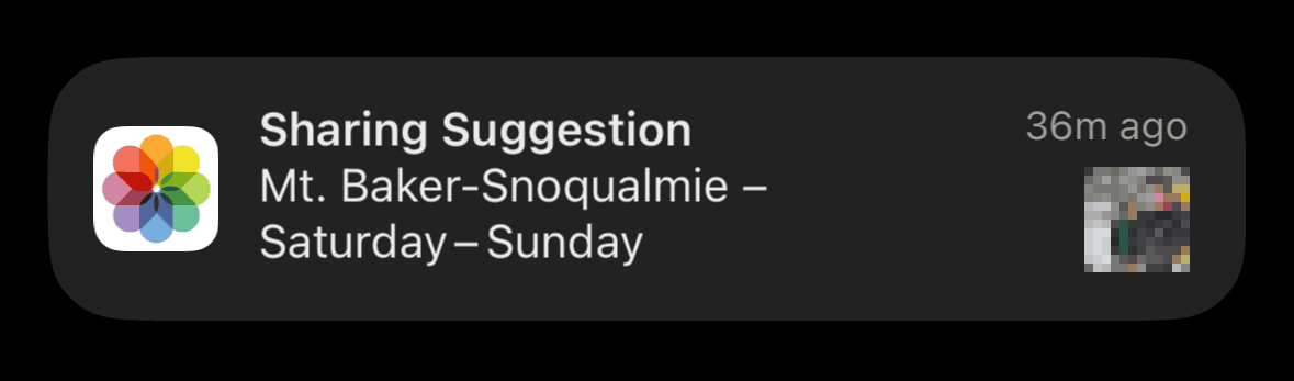 Sharing Suggestion notification from the Photos app in iOS