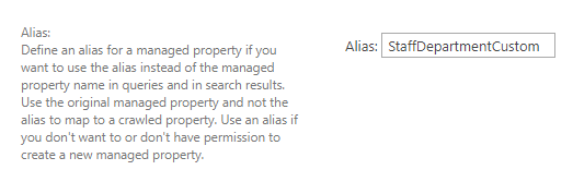 Give the managed property a unique Alias