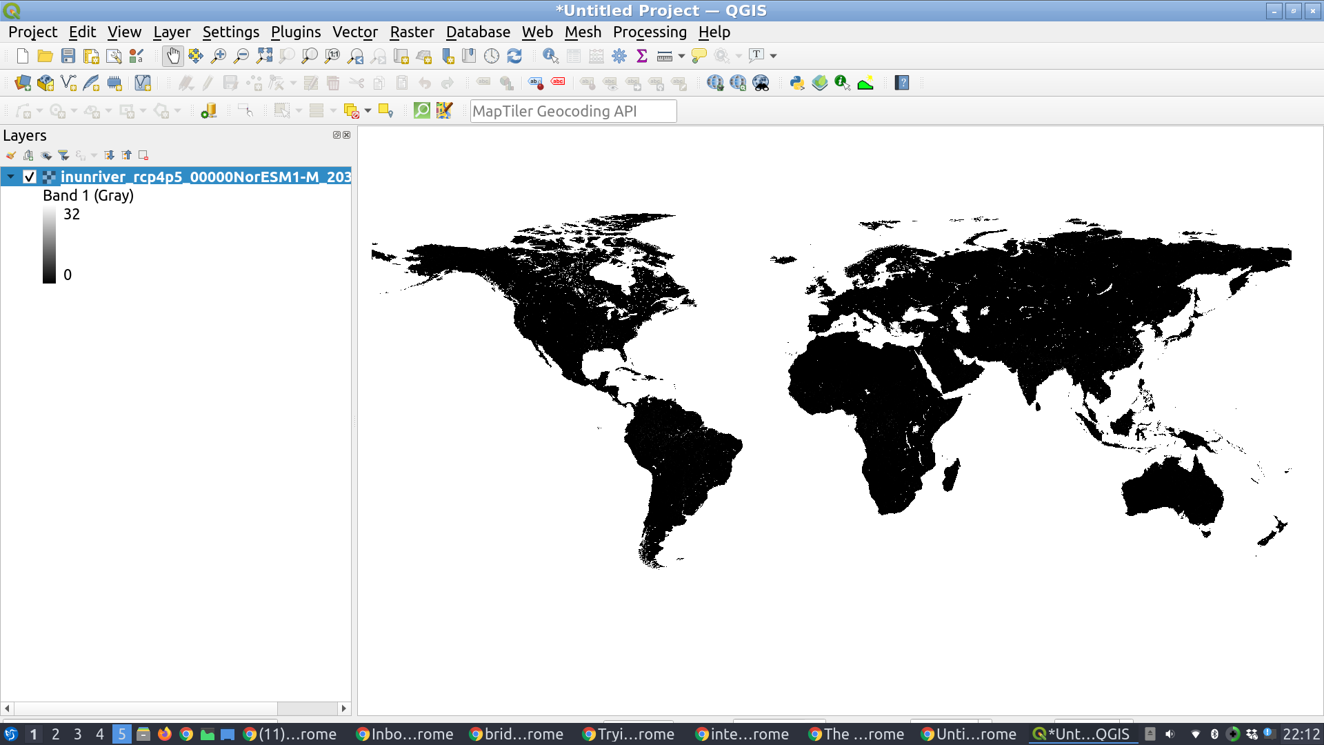 No rivers visible in QGIS