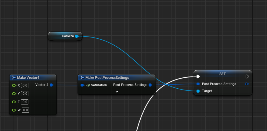 Blueprint example for desaturating camera