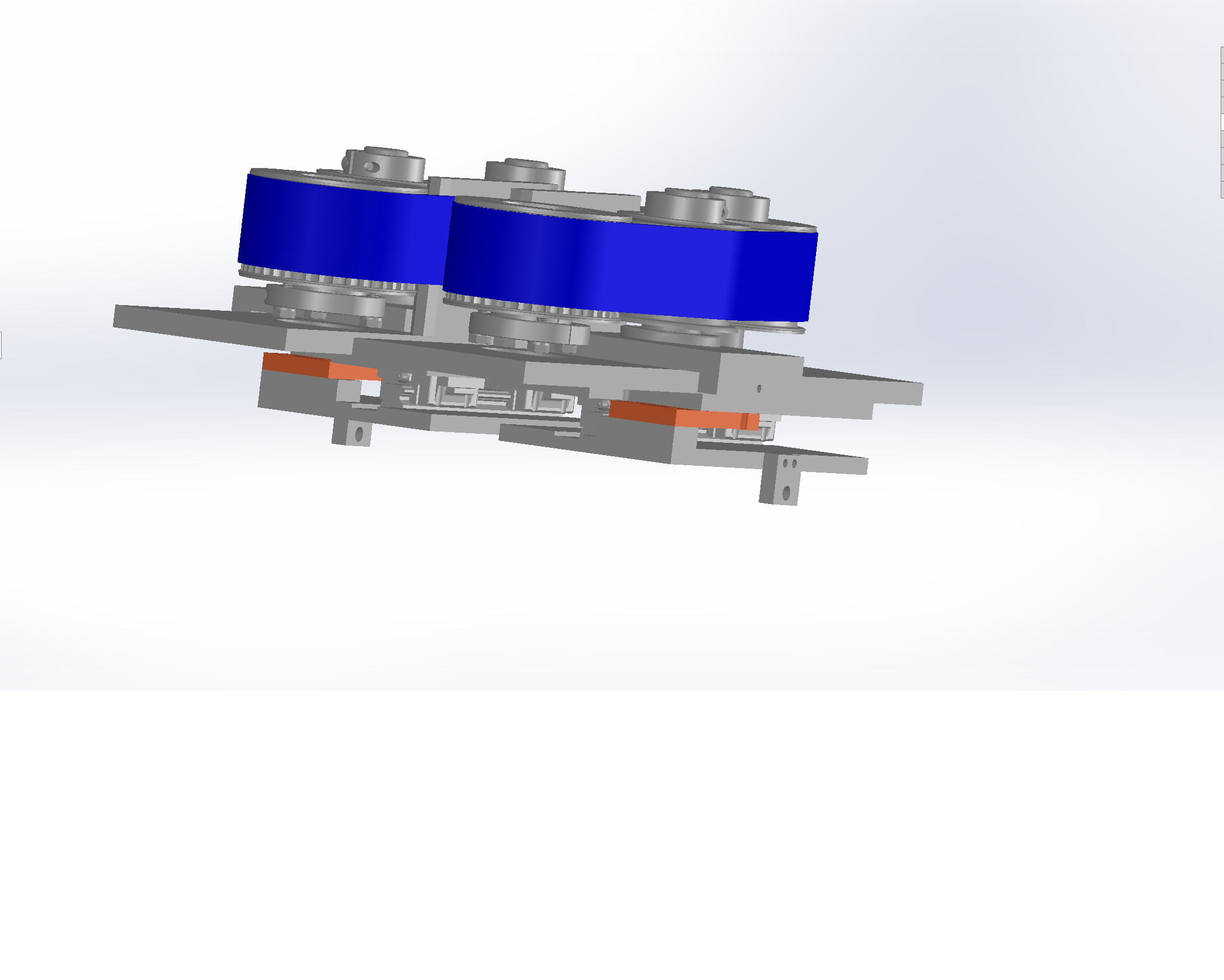 belts in blue and strain gauge in orange