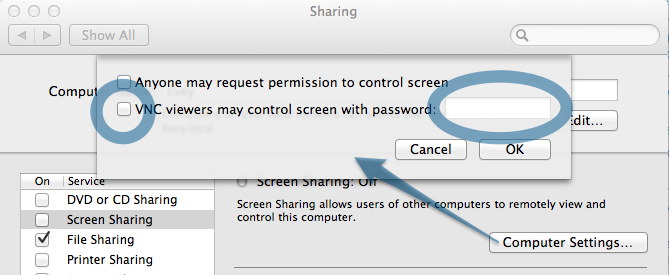 Screen Sharing Preferences