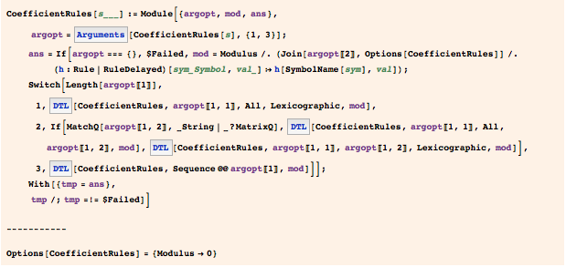 CoefficientRules code