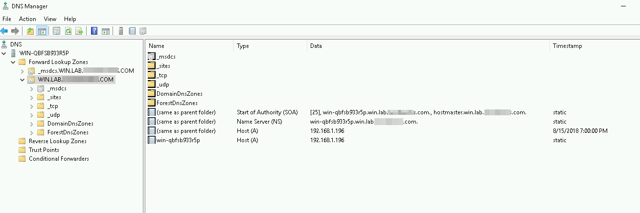 DNS forward lookup zones