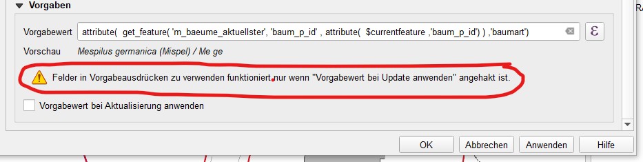 3.10: default value with using given field value, warning without update automativally2