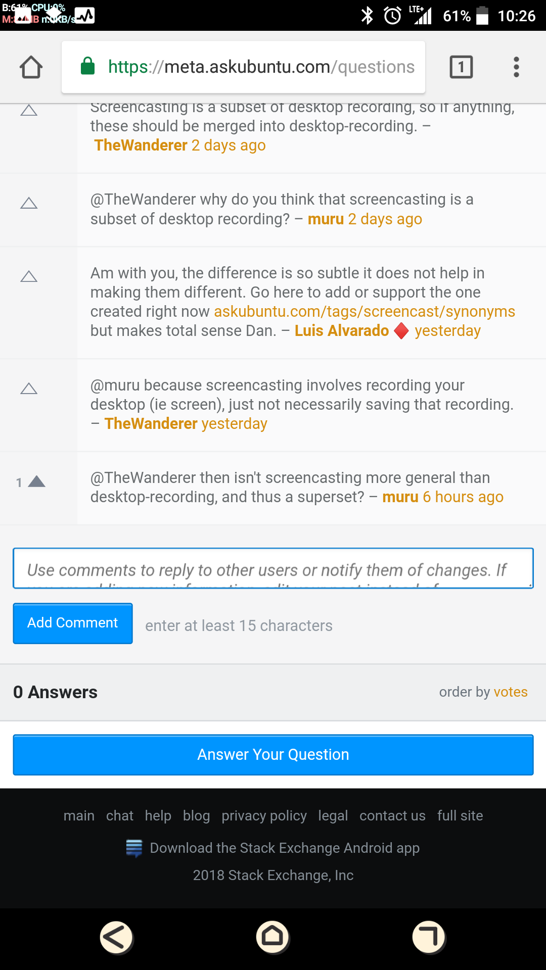 Chrome for Android comment box