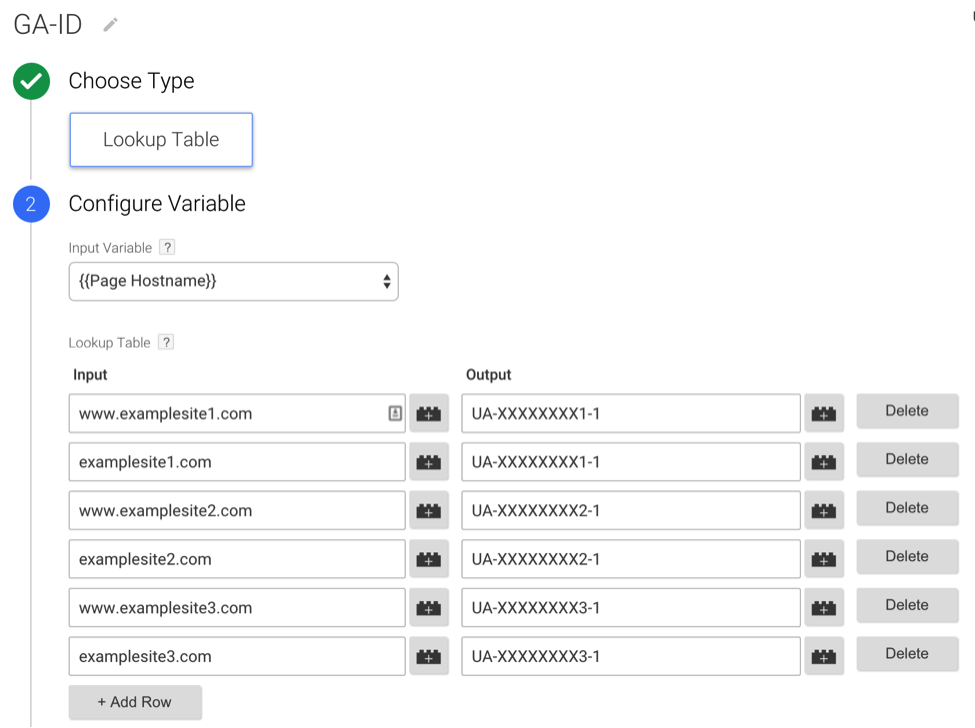 Lookup table variable in GTM for multi-website setup