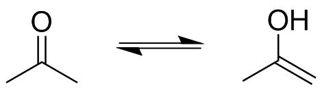 Keto-enol tautomery of acetone
