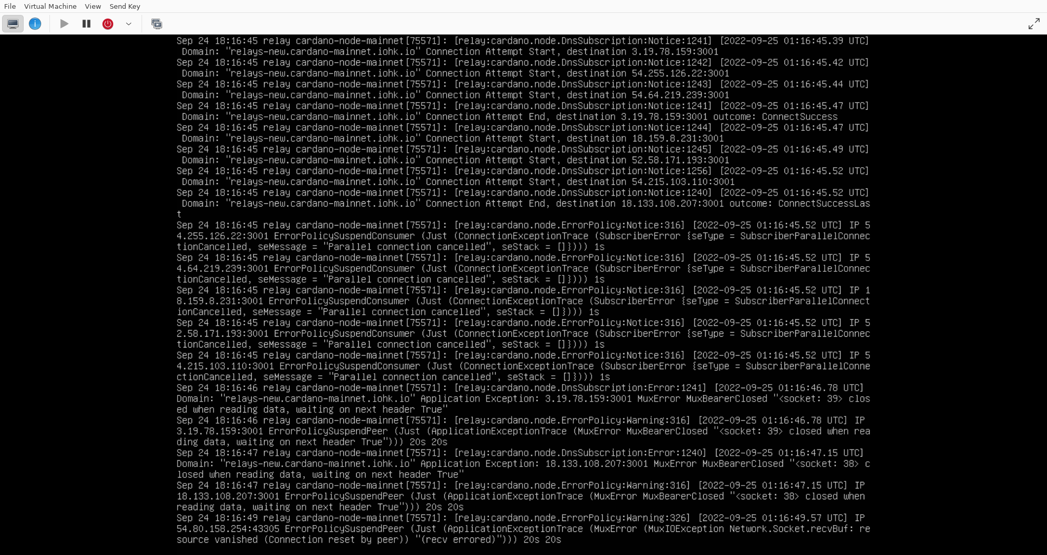 journalctl for cardano-node