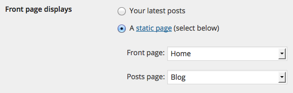 WordPress Static Front Page Setting