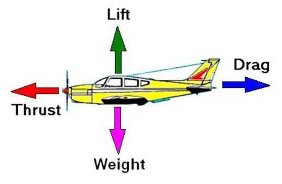 Lift, thrust, weight, drag