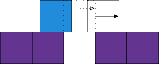 (Diagram of a cube sliding across a gap with the point at which it aligns marked.)