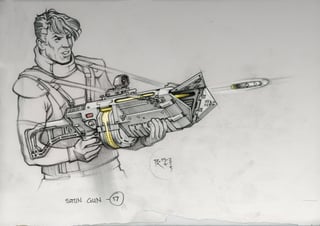 Concept art of the stun gun firing the disks