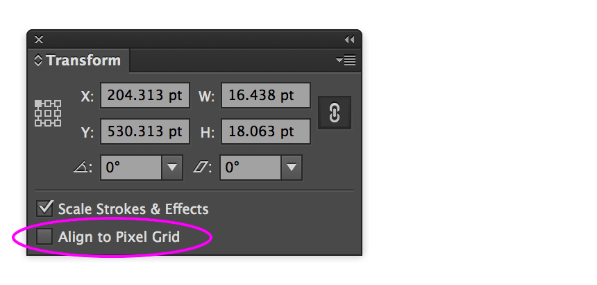 Transform - Align to Pixel Grid