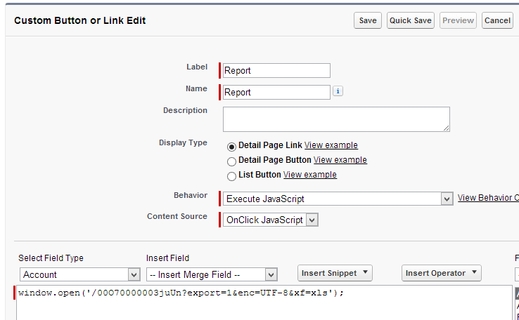 Javascript to download report in Excel format