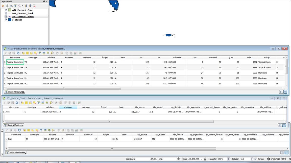 Screenshot of QGIS canvas