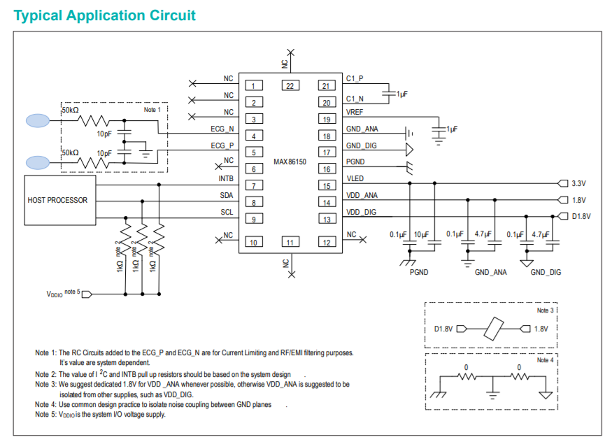 Typical Application Circuit from the datasheet for the MAX86150 IC