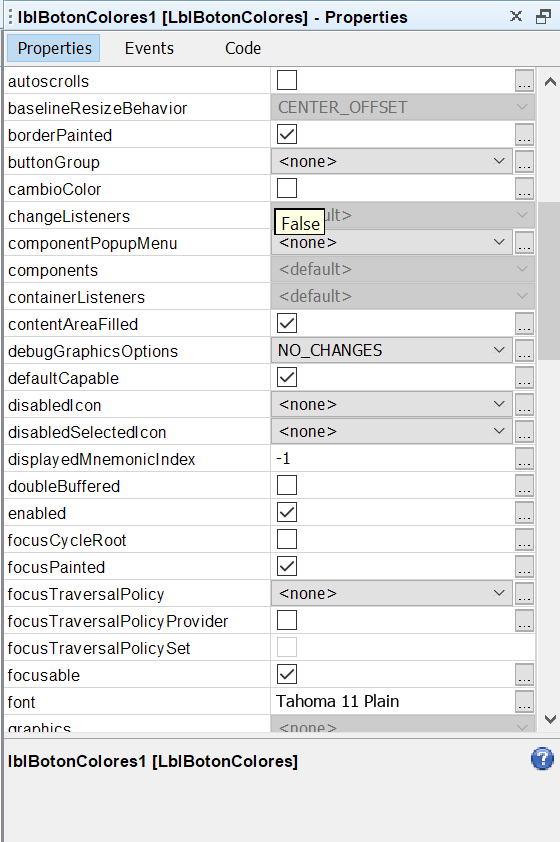 selector de propiedades de netbeans