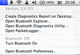 BlueTooth menu