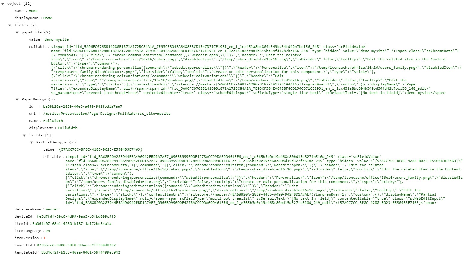 Json layout data