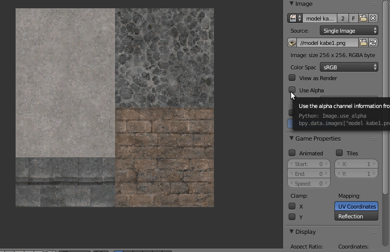 Texture with alpha channel