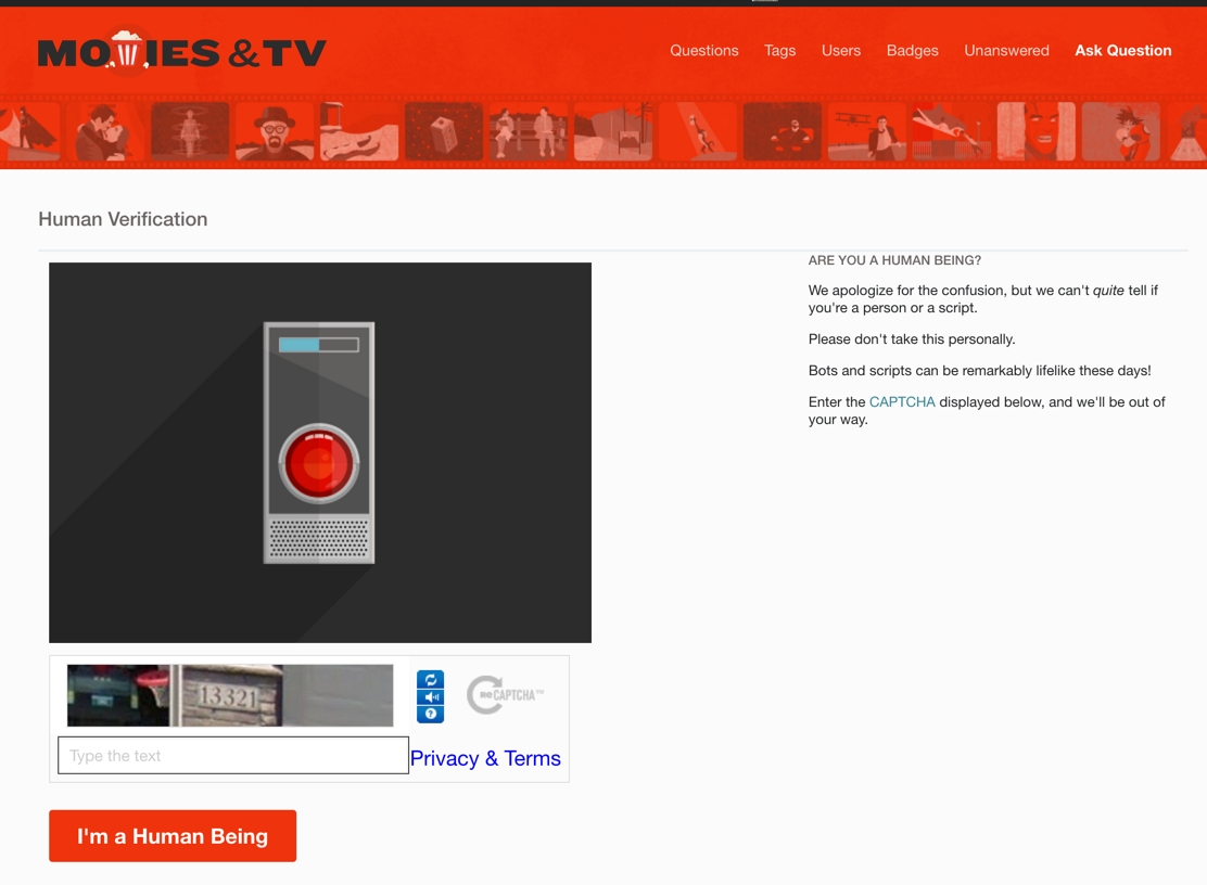 Movies & TV's Captcha Page