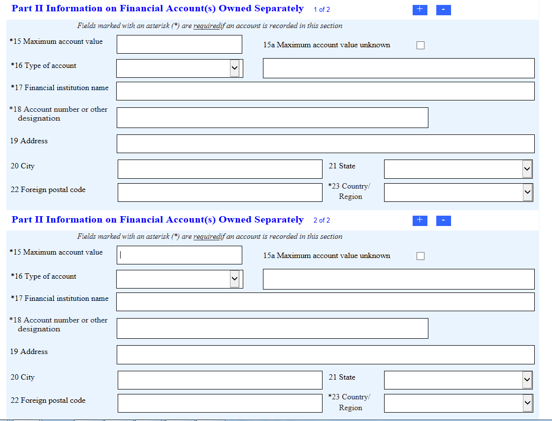 Report of Foreign BNank and Financial Accounts